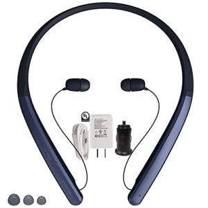 lg tone flex wireless bluetooth stereo neckband earbuds hbs-xl7-32-bit hi-fi dac, meridian audio,google assistant (wall & car charger- navy blue)