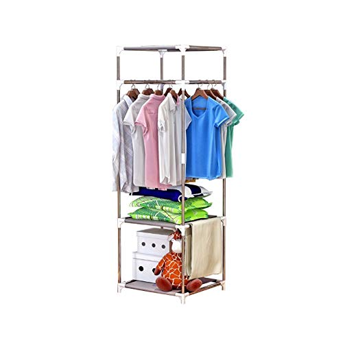 LHLLHL Metal Coat Rack Floor Standing Clothes Stand Garment Rack with Shelf Home Bedroom Clothing Wardrobe Storage Organizer Furniture