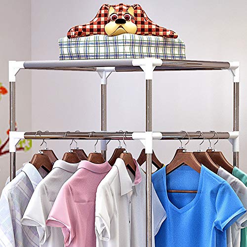 LHLLHL Metal Coat Rack Floor Standing Clothes Stand Garment Rack with Shelf Home Bedroom Clothing Wardrobe Storage Organizer Furniture