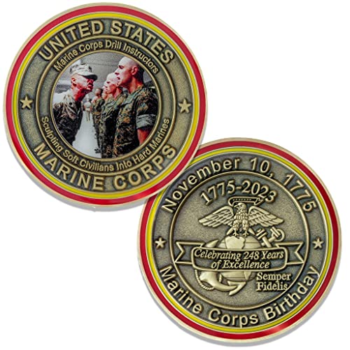 2023 Marine Corps Birthday Ball Challenge Coin! Drill Instructor Tribute USMC Bday Custom Coin! Designed for Marines by Marines Semper Fi. Officially Licensed Coin!