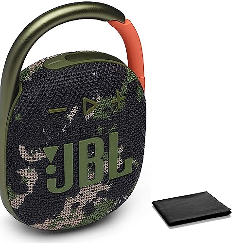 JBL Clip 4 Portable Bluetooth Speaker - Waterproof and Dustproof IP67, Mini Bluetooth Speaker for Travel, Outdoor and Home w/Microfiber Cleaning Cloth (Squad)