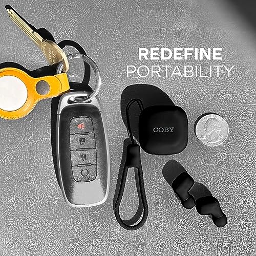 Coby Mini True Wireless Earbuds | Compact Lightweight in-Ear Headphones w/Case | World's Smallest Wireless Ear Buds w/Built-in Mic | Wireless Headphones, Bluetooth Headphones w/ 12-HR Play (Black)