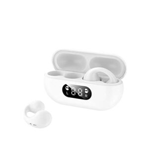 TEDATATA Open Ear Wireless Headphones Bone Conduction Earphones，Waterproof Headset LED Power Display HiFi Stereo Sound Earphones for Sport, Workouts, Running, Cycling(White)