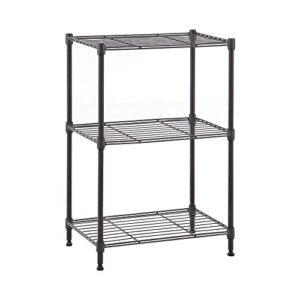mzg steel storage shelving 3-tier grey utility shelving unit steel organizer wire rack for home,kitchen,office (18-in w x 12-in d x 26-in h)
