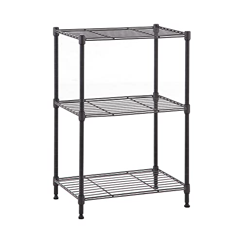 MZG Steel Storage Shelving 3-Tier Grey Utility Shelving Unit Steel Organizer Wire Rack for Home,Kitchen,Office (18-in W x 12-in D x 26-in H)