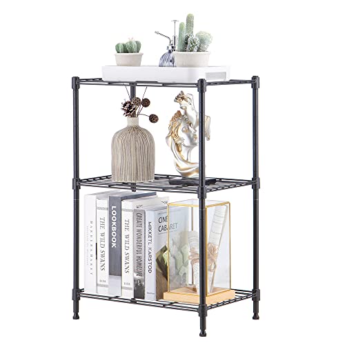 MZG Steel Storage Shelving 3-Tier Grey Utility Shelving Unit Steel Organizer Wire Rack for Home,Kitchen,Office (18-in W x 12-in D x 26-in H)