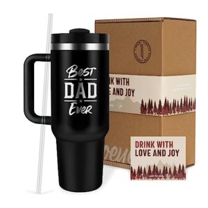 gifts for dad from daughter son birthday presents 40 oz tumbler with handle and straw for father in law husband men fathers day gift water cup with lid insulated travel mug stainless steel coffee mug
