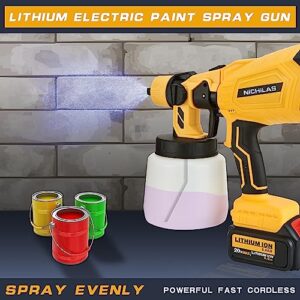 Cordless Paint Sprayer Compatible with DEWALT 20V Battery, Brushless Motor HVLP 1000ML Spary Paint Gun with 3 Patterns, 4 Size Nozzles (Battery NOT Included)