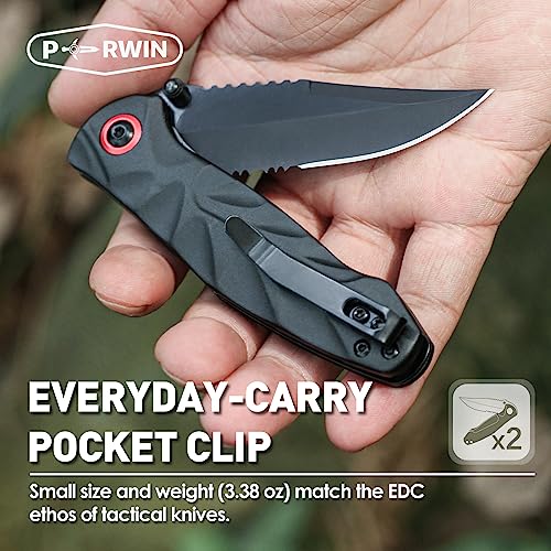 PERWIN Pocket Knife 2 Packs, EDC Knife with 3.1" 8Cr17MoV Blade and Aluminum Handle Small Pocket Knives for Camping Fishing Hiking