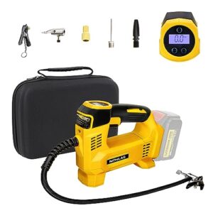 tire inflator for dewalt 20v max battery, portable air compressor auto tire pump with digital pressure gauge 120psi for car, truck, bikes, ball (tool only, no battery)
