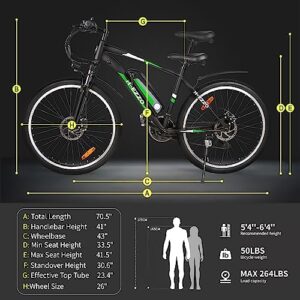 FEOFFY Electric Bike for Adults 350W Electric Bikes 26" Electric Mountain Bike Shimano 21 Speed Gears Electric Bicycle 36V 10.4Ah Removable Battery,Free Lock (350W36V)