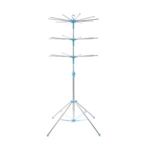hershii 3 tiers clothes drying rack collapsible indoor outdoor garment airer stand folding laundry hanger organizer space saving with towels bars and clothespins, 43.3-66.92inches high