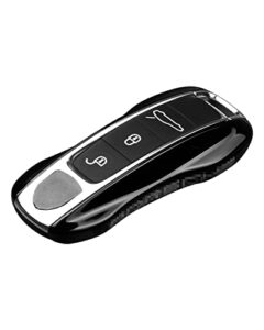 limbqs car key protection keychain, key cover for porsche macan cayenne panamera 911 (new black)