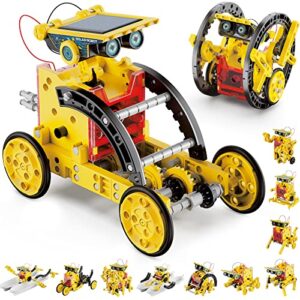 hot bee solar robot kit for kids 8-12, 12-in-1 stem projects science experiment kits for kids age 8-12,building robot toy, birthday gift for boys girls 8 9 10 11 12 years old