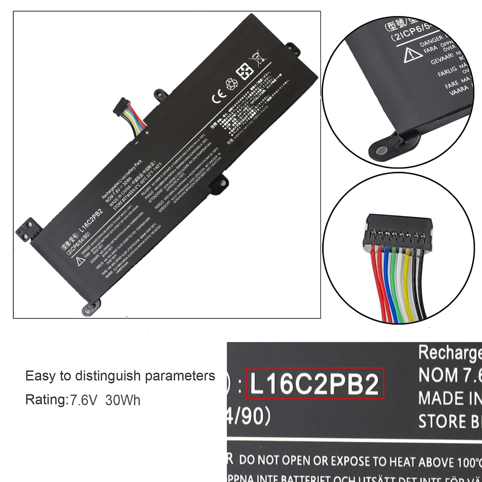 Gomarty L16M2PB1 L16C2PB2 Laptop Battery for Lenovo IdeaPad 320-14AST 320-14IAP 320-14ISK 320-15ABR 320-15AST 320-15IAP 320-14AST 330-14IGM L16S2PB1 L16L2PB1 L16C2PB1 L16L2PB2 L16M2PB2 L16L2PB3