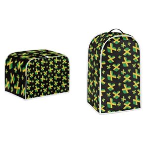 gomyblomy jamaica flag 4 slice toaster cover, patriot dust and fingerprint resistant kitchen aid protective cover, stand mixer dust cover with handle