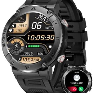 Smart Watch for Men with Bluetooth Call 1.32" HD Military Tactical Sports Watch Fitness Tracker with Heart Rate Sleep Monitor Pedometer Rugged Smartwatch Compatible with iPhone Samsung Android Phones