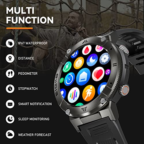 Smart Watch for Men with Bluetooth Call 1.32" HD Military Tactical Sports Watch Fitness Tracker with Heart Rate Sleep Monitor Pedometer Rugged Smartwatch Compatible with iPhone Samsung Android Phones