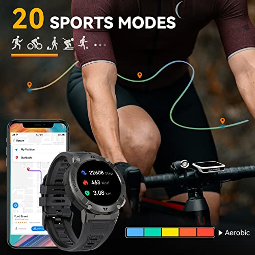 Smart Watch for Men with Bluetooth Call 1.32" HD Military Tactical Sports Watch Fitness Tracker with Heart Rate Sleep Monitor Pedometer Rugged Smartwatch Compatible with iPhone Samsung Android Phones