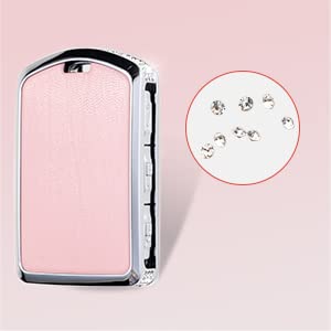 SHANGHONG Compatible with Volvo Key Fob Cover with Keychain Leather Crystal 360 Degree Protection Key Shell Case for Volvo XC90, XC60, XC40, S60, S90, V60, V90, Polestar 1, Polestar 2 (Pink)