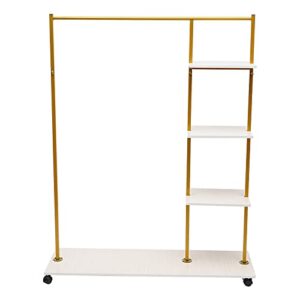 piaocaiyin garment rack, rolling clothes organizer with wheels, square clothes rack display holder, gold metal storage shelf, portable clothing garment rack for home store wedding