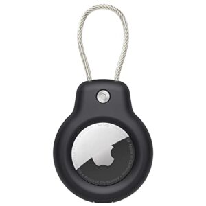 spguard compatible with apple airtag secure holder with wire cable,air tag lock case keychain key ring key chain luggage tag for keys, luggage & more men women's keyrings & keychains,black (wl)
