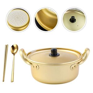 3 sets Sauce Xxcm Stockpots Korean Household Ramen Instant Enamel Pothot Pot Fast Golden Korea for Shin Hot-pot Kitchen Cm Metal Multipurpose Shabu Hot Bowl Stock Kimchi Appetizer