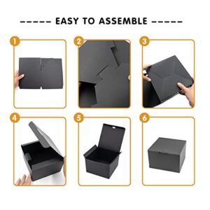opaprain 10 Pack of 6X6x4 inch Black Gift Box with Lid, Recyclable Paper Suitable for Wedding, Festivals, Gifts, Graduation, Birthday
