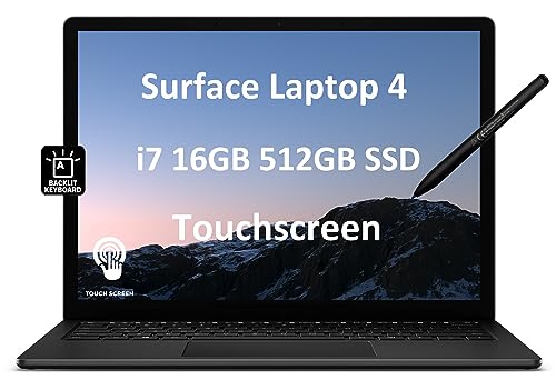 Microsoft Surface Laptop 4 13.5" 2K Touchscreen (Intel Core i7-1185G7, 16GB RAM, 512GB SSD, IST Active Stylus, Backlit Keyboard) Business Laptop, 17-Hr Battery Life, Wi-Fi 6, Webcam, Win 10/11 Pro