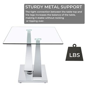 63" Glass Dining Table for 4 to 6 People, Modern Minimalist Kitchen Table with Tempered Glass Tabletop and Metal Base, Large Rectangle Dining Room Table for Kitchen Dining Living Meeting Room