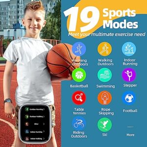 YOUSOKU Fitness Tracker Watch for Kids, IP68 Waterproof Kids Smart Watch with 1.5" DIY Dials 19 Sport Modes, Pedometers, Heart Rate, Sleep Monitor, Great Gift for Boys Girls Teens 6-14