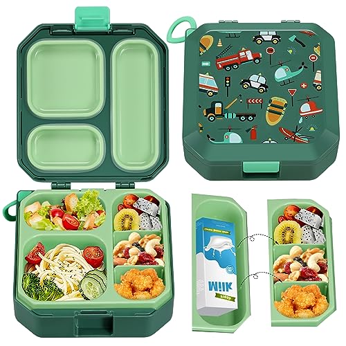 wiwens Bento Lunch Box for Kids, 35oz Leak-Proof 5 Compartment Lunch Container, BPA-Free, Food-Safe Materials, Ideal Portion Sizes for Ages 3-12 Girls Boys Toddlers for School