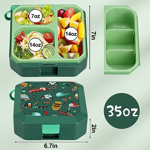 wiwens Bento Lunch Box for Kids, 35oz Leak-Proof 5 Compartment Lunch Container, BPA-Free, Food-Safe Materials, Ideal Portion Sizes for Ages 3-12 Girls Boys Toddlers for School