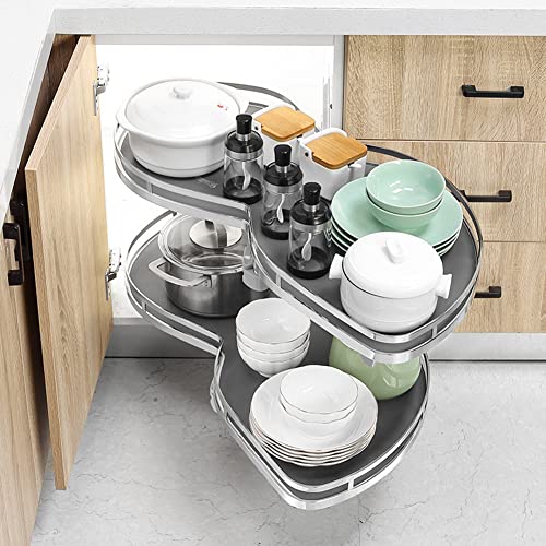 Swing Right Blind Corner Pull Out Cabinet, 2 Tier Soft Close Swing Tray Blind Kitchen Cabinet Organizer Adjustable Height for 860mm Cabinet, Right Handed Open