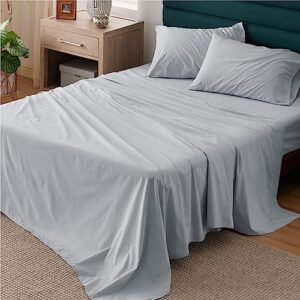 bedsure 100% cotton sheets queen size - soft percale sheets, 4 pieces grey sheet set, breathable cooling queen sheets, cotton bed sheets with deep pocket up to 16", bedding sheets & pillowcases