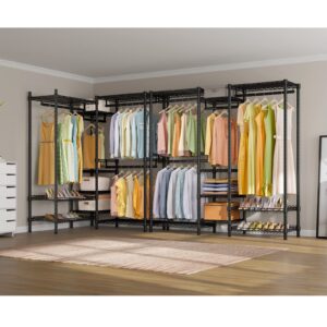 VIPEK L8i Basic Heavy Duty Garment Rack L-Shaped Wardrobe Space-Saving Corner Closet with Hanging Rod and Adjustable Shelves Freestanding Clothes Rack for Small Space, Black