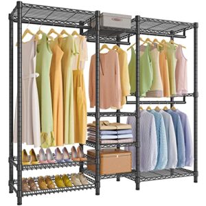 vipek v8i basic wire garment rack heavy duty clothes rack with adjustable shelves & shoes racks, freestanding wardrobe closet for bedroom, metal clothing rack for hanging clothes, black