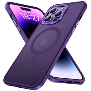 kisen for iphone 14 pro case magnetic compatible with magsafe slim translucent matte phone case cover 6.1 inch, deep purple