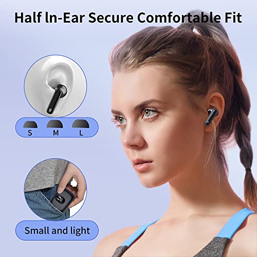 HISOOS Wireless Earbuds Bluetooth Active Noise Cancelling Headphones HiFi Stereo Ear Buds LED Power Display in-Ear Headphones with Charging Case Earphones for iPhone Android,Music Game (Black)