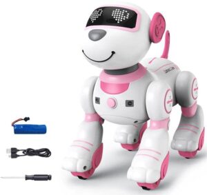 remote control robot dog toy for kids, intelligent interactive programmable robot puppy toy, with singing, dancing and walking function remote control robot dog toy birthday gift for boys girls(pink)