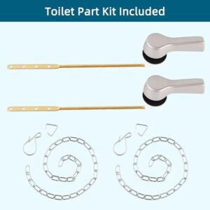 Hygie Rinse 2Pack Front Mount Toilet Handle Replacement Kit Compatible with American Standard/Glacier Bay/Gerber, Universal Toilet Flush Lever with Flapper Chain, Brushed Nickel