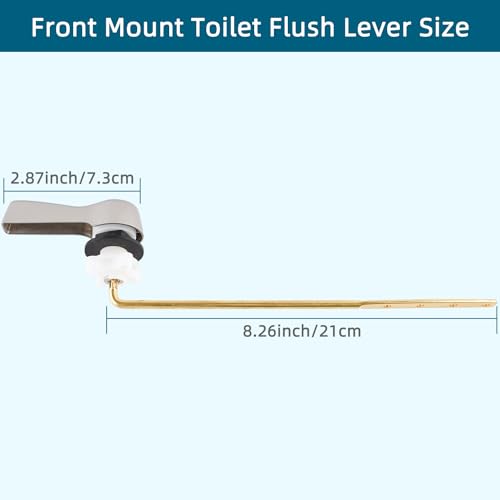 Hygie Rinse 2Pack Front Mount Toilet Handle Replacement Kit Compatible with American Standard/Glacier Bay/Gerber, Universal Toilet Flush Lever with Flapper Chain, Brushed Nickel