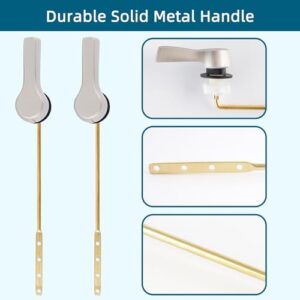 Hygie Rinse 2Pack Front Mount Toilet Handle Replacement Kit Compatible with American Standard/Glacier Bay/Gerber, Universal Toilet Flush Lever with Flapper Chain, Brushed Nickel