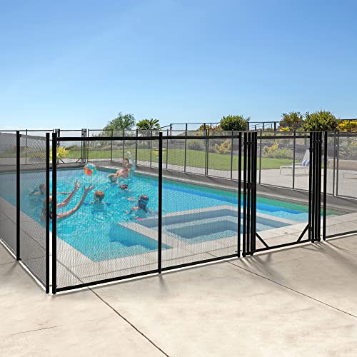 YITAHOME Pool Fence Gate, 4 x 3.2Ft Pool Safety Fence Gate Kit with Steel Aluminum Pipe Frame for Above Ground Pools, Black