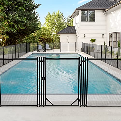 YITAHOME Pool Fence Gate, 4 x 3.2Ft Pool Safety Fence Gate Kit with Steel Aluminum Pipe Frame for Above Ground Pools, Black
