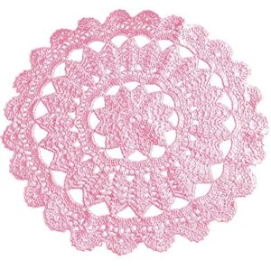 bibitime handmade crochet doilies retro lace flower table dresser scarf decor coasters kitchen dining room placemats diy crafts (14in-16in,pack of 1 pc, pink)