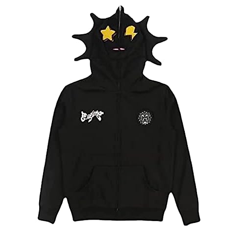 Sunwittafy Y2k Hoodie Men Women Black Rhinestone Full Zip Up Hoodie Over Face Oversized Sweatshirt Trendy Streetwear