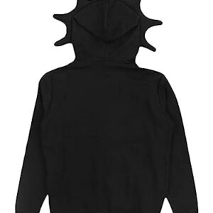 Sunwittafy Y2k Hoodie Men Women Black Rhinestone Full Zip Up Hoodie Over Face Oversized Sweatshirt Trendy Streetwear