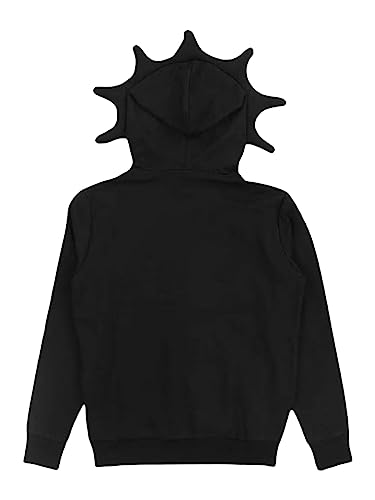 Sunwittafy Y2k Hoodie Men Women Black Rhinestone Full Zip Up Hoodie Over Face Oversized Sweatshirt Trendy Streetwear
