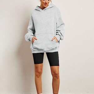 Trendy Queen Womens Pullover Sweatshirts Cute Oversized Y2k Fall Airport Outfits 2023 Hoodies Fleece Long Sleeve Shirts Loose Casual Pullover Fashion Grey